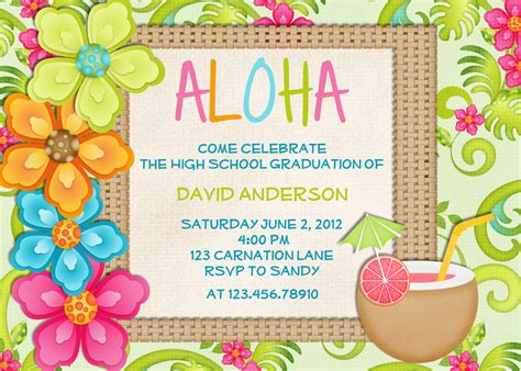 luau graduation party invitations|luau party invitations templates free.